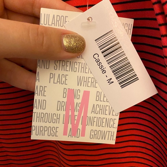 NWT LuLaRoe Cassie skirt, red w/black stripes, M - Picture 3 of 8